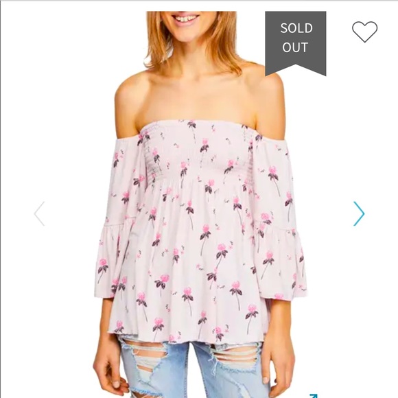 FREE PEOPLE “Lana” Off the Shoulder Tunic in Lilac Floral - Picture 2 of 10